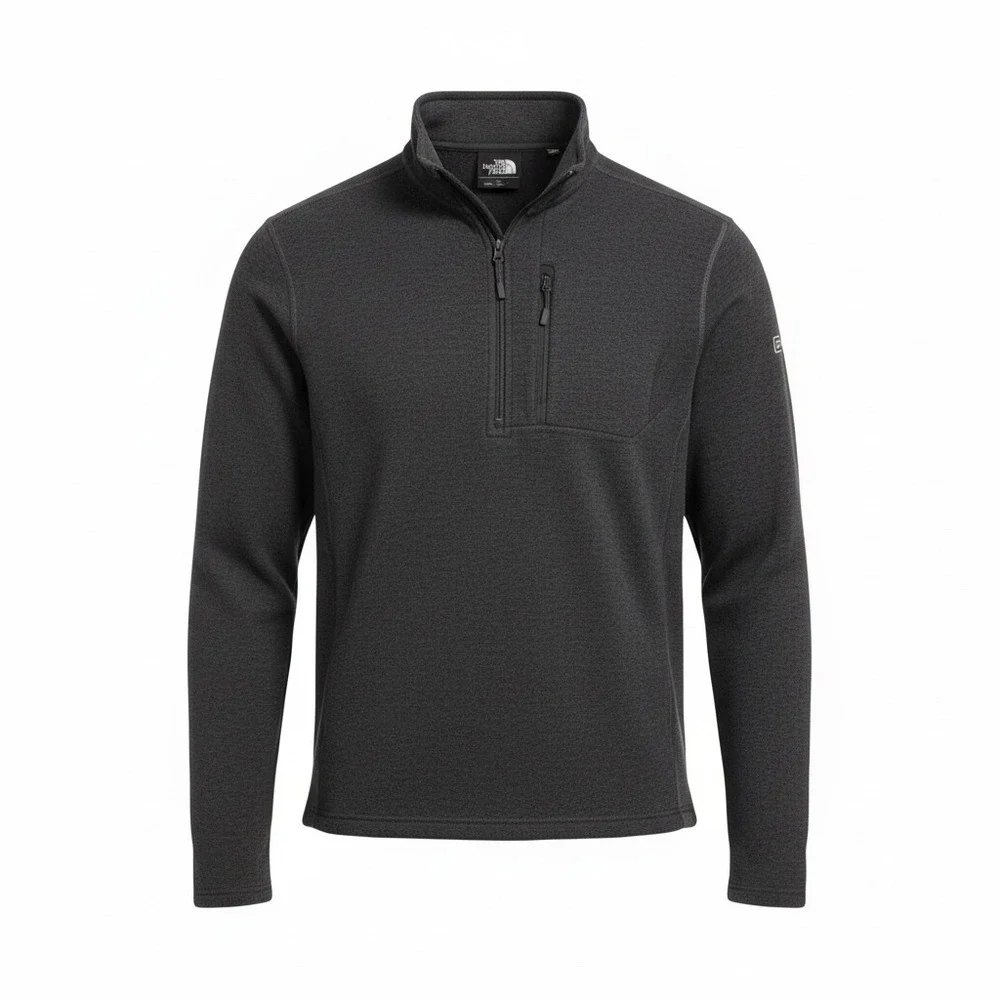 The North Face Mens XL Grey Quarter Zip Fleece Pullover Hensel Phelps Logo